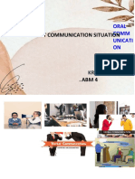Different Communication Situation: Oral Comm Unicati ON