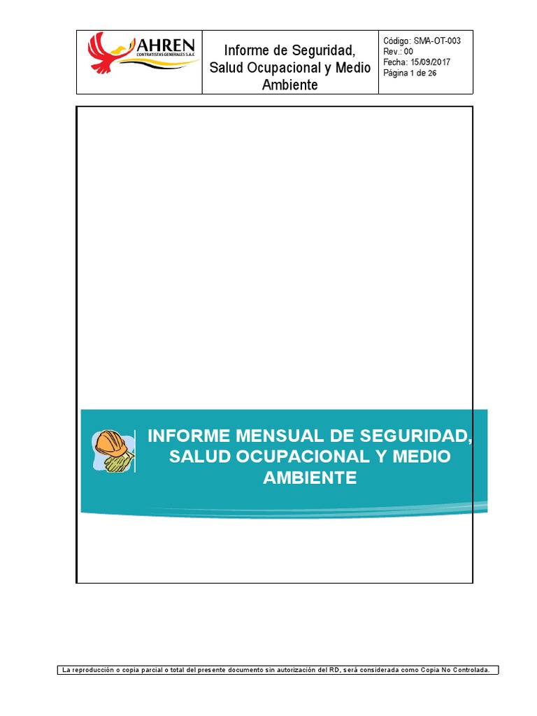 Informe Mensual de Seguridad y Salud | PDF | Seguridad y salud ...