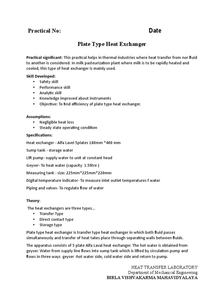 Efficiency Analysis of Plate Heat Exchanger | PDF | Heat Exchanger | Heat