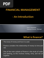 Financial Management - An Introduction: Prof. K. Omprakash Kakatiya University - Warangal