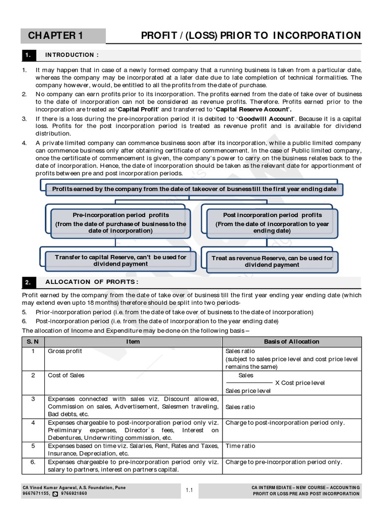 Pre and Post Incorporation Profit Analysis | PDF | Expense | Revenue