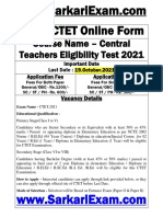 Course Name - Central Teachers Eligibility Test 2021: CBSE CTET Online Form