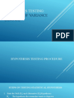 Hypothesis Testing:: Analysis of Variance (Anova)