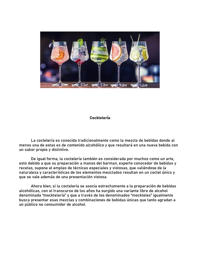 fiabilidad Platillo Respectivamente Apuntes Cocteleria | PDF | Martini (Cóctel) | Cócteles