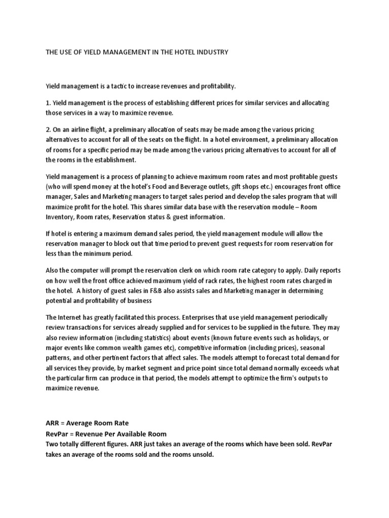 Yeild Management | PDF | Microeconomics | Business