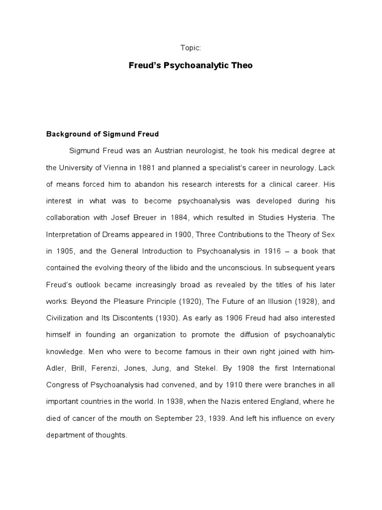 Freud's Psychoanalytic Theory Overview | PDF | Id | Sigmund Freud