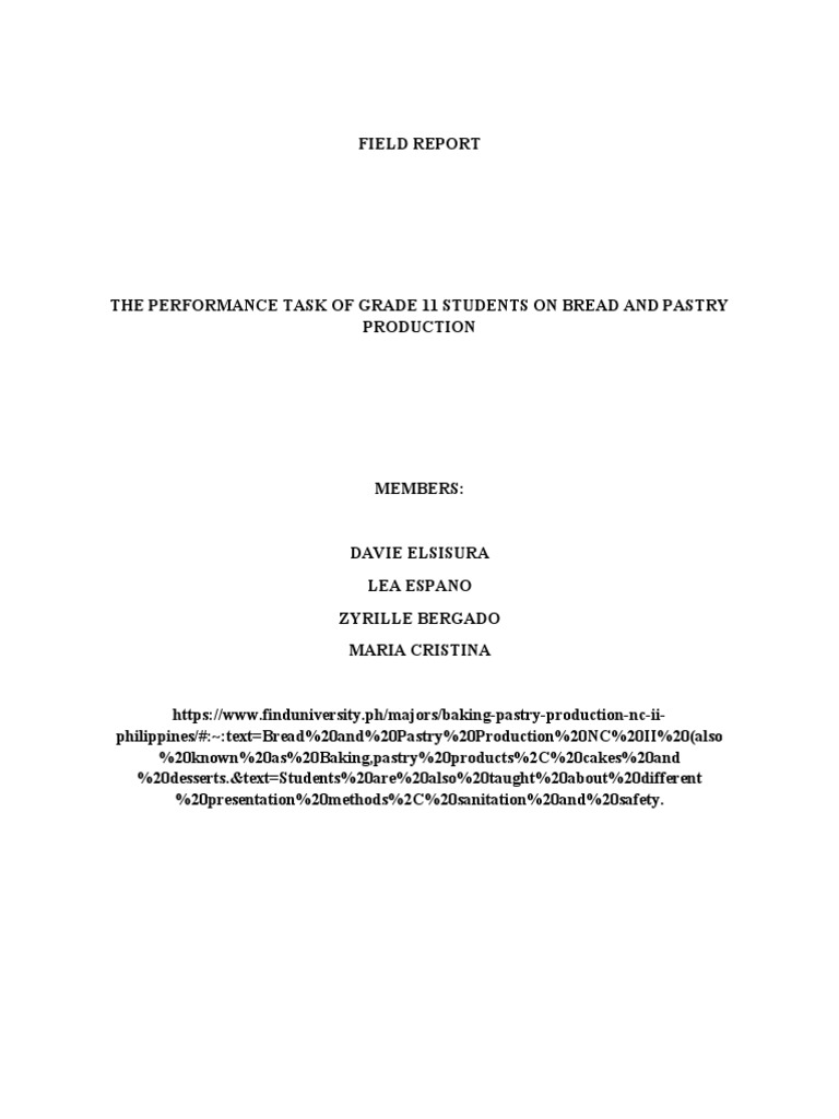 Observing Bread and Pastry Production Students A Field Report on the