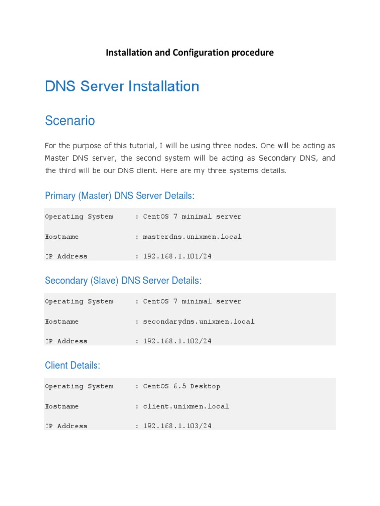 DNS Server Installation: Scenario | PDF | Domain Name System | Network ...