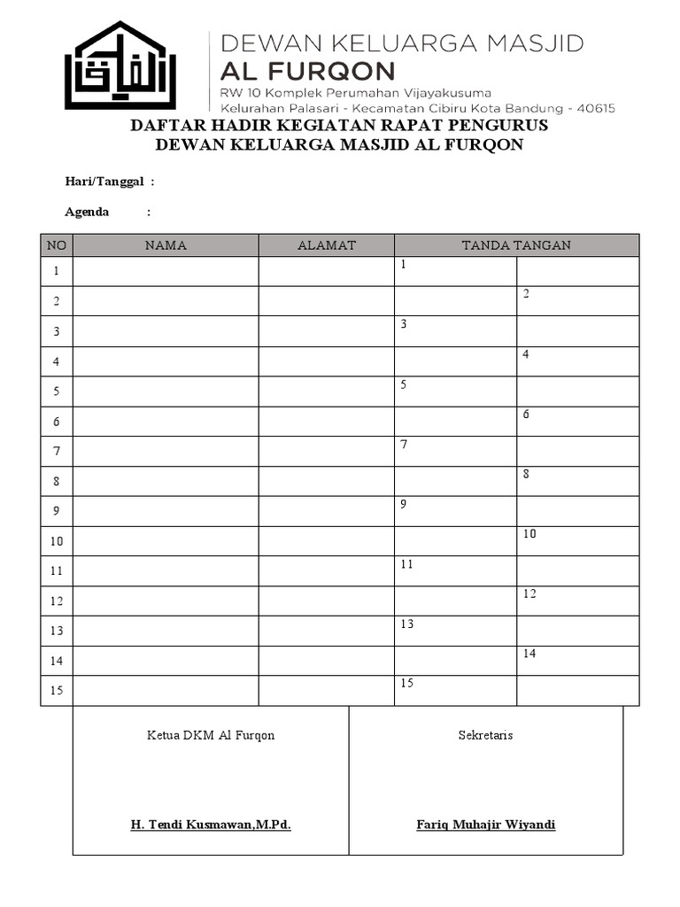 Daftar Hadir PENGURUS | PDF