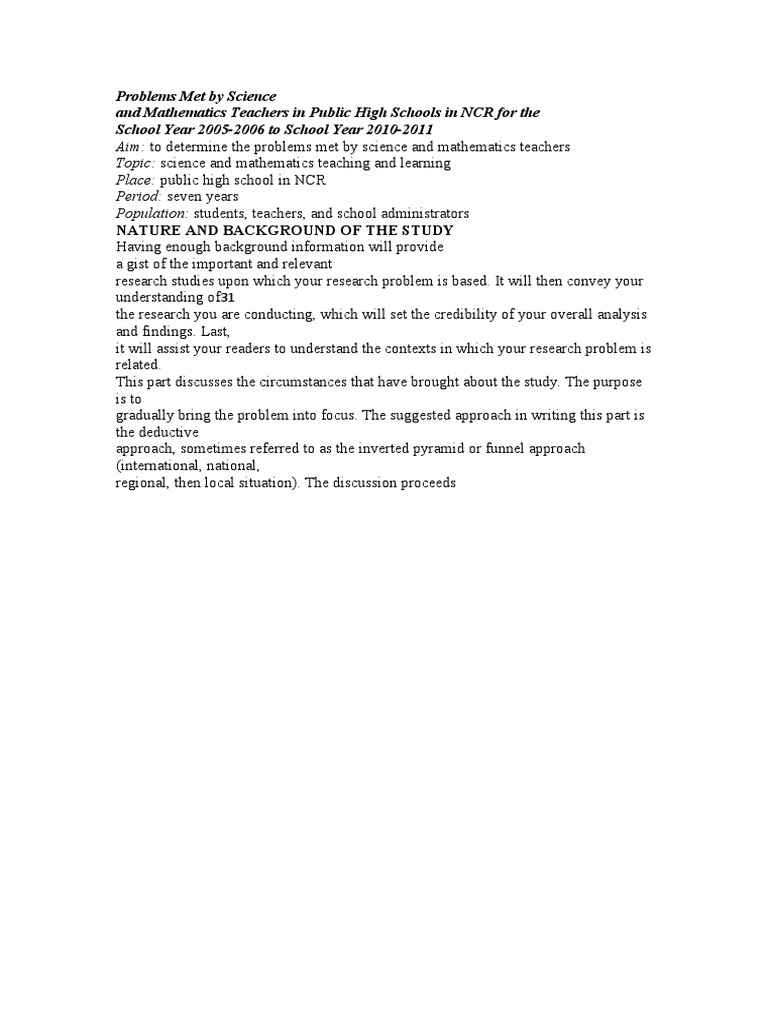 Challenges for NCR Science & Math Teachers | PDF