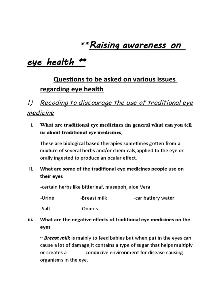 Awareness On Eye Health PDF Visual Impairment Eye