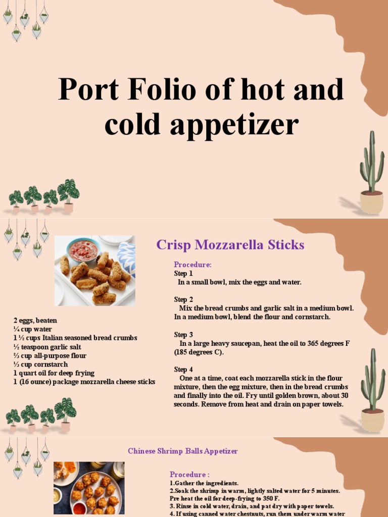 Port Folio of Hot and Cold Appetizer | PDF | Eggplant | Sauce