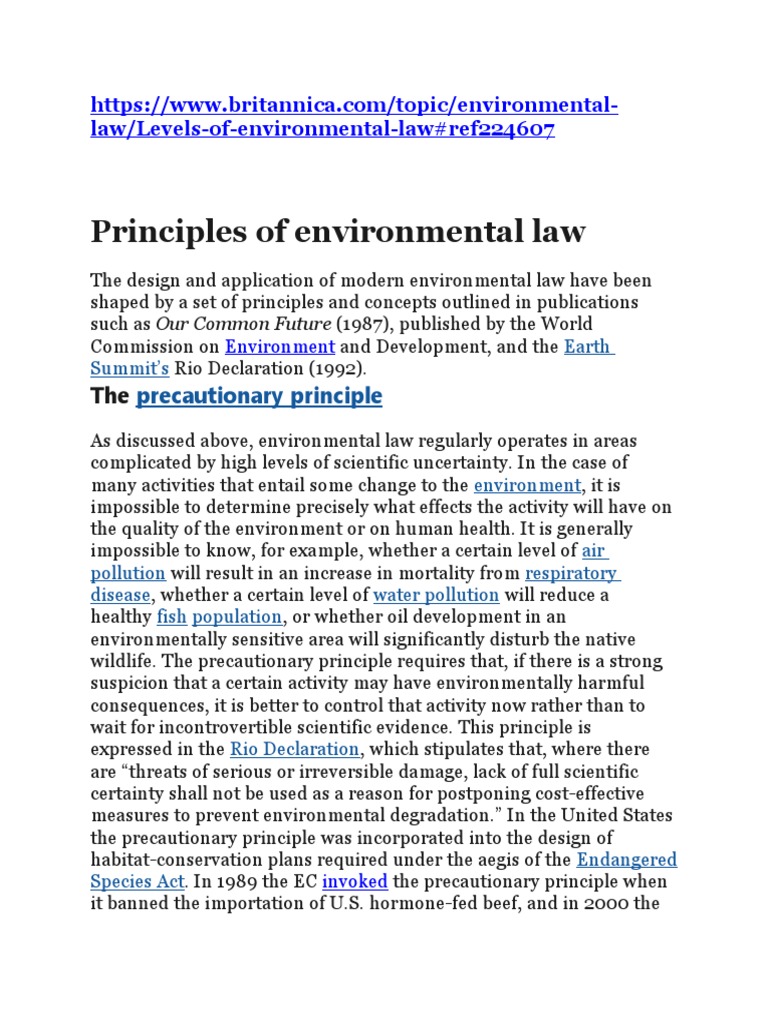 Principles of Environmental Law Precautionary Principle Descargar gratis PDF Sustainability