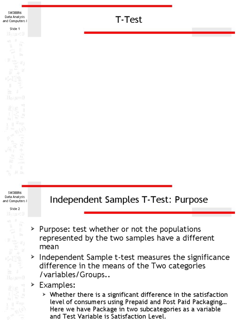 Independent Sample T-Test | PDF | Student's T Test | Standard Deviation