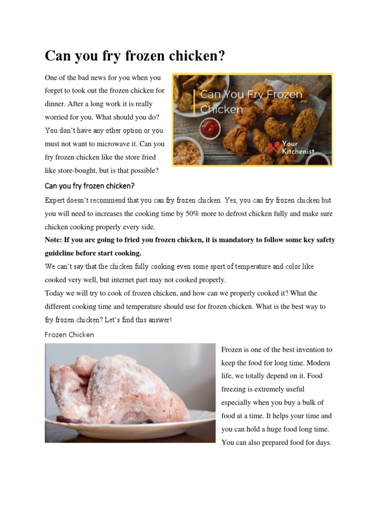 Can You Fry Frozen Chicken PDF Cooking Foods