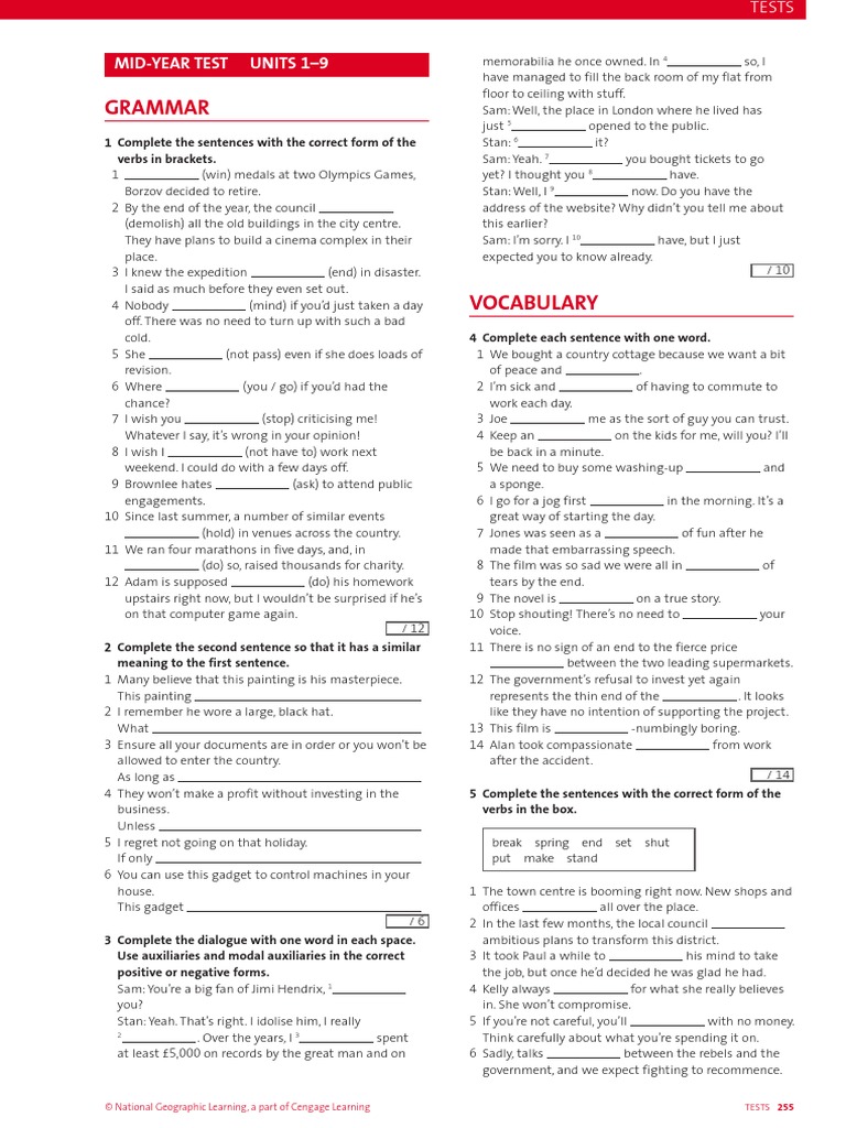 Outcomes Advanced TB Mid Year Test PDF | PDF | Prison | Crimes