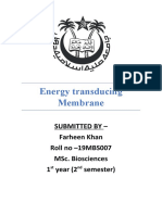 Energy Transducing Membrane: Submitted by - Farheen Khan Roll No - 19Mbs007 Msc. Biosciences 1 Year (2 Semester)