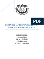 Cloning and Expression of Foreign Genes in E.Coli