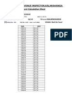 Office of The Revenue Inspector, Kalarahanga: Rent Calculation Sheet