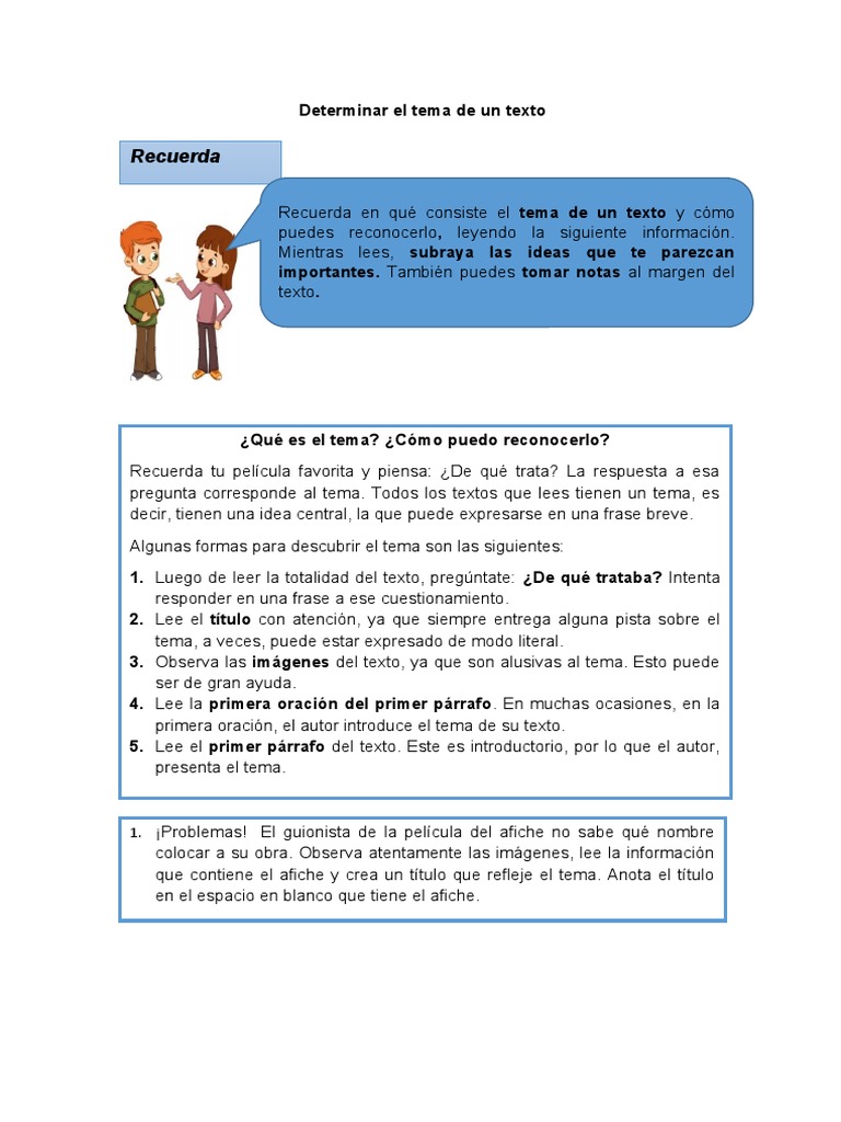 Cómo identificar el tema de un texto | PDF | Bob Dylan