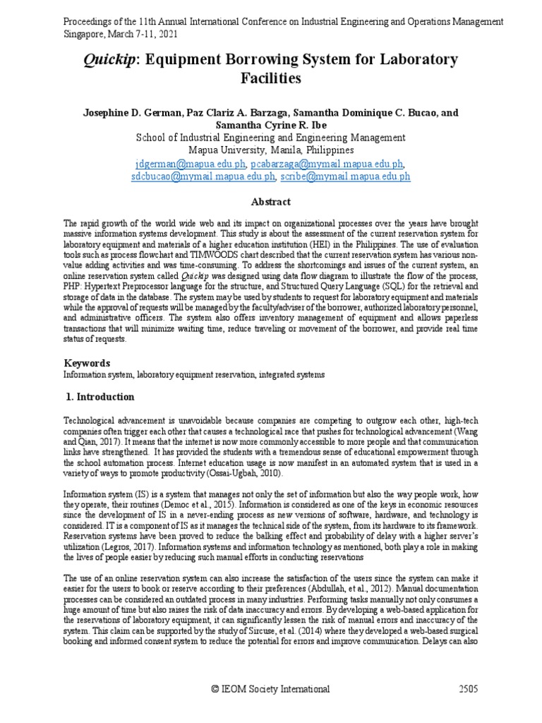 Borrowing Equipment System For Laboratory PDF Correlation And Dependence Laboratories