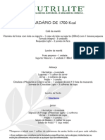 Cardápio de 1700 kcal para emagrecer