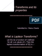 Laplace Transforms and Its Properties: Submitted To:-Meenu Chawla