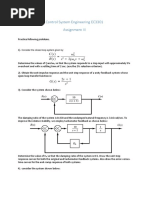 Control System Engineering EC3301 Assignment III: Consider The Closed Loop System Given by