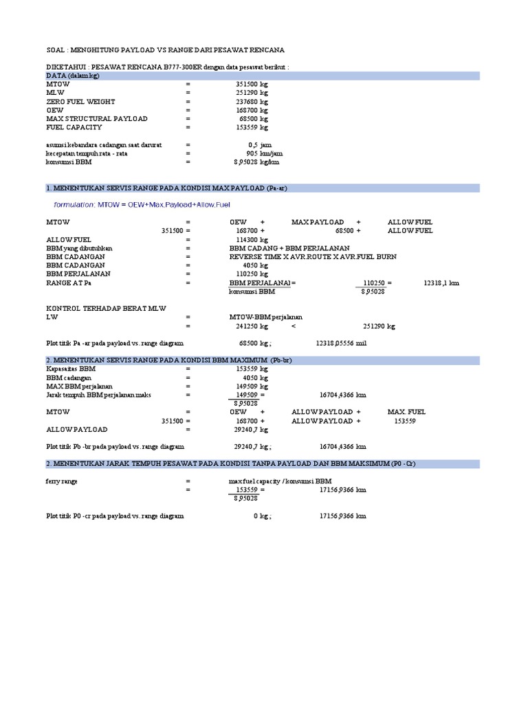 Analisis Payload dan Jarak Boeing 777-300ER | PDF | Teknologi & Rekayasa
