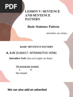 Lesson V: Sentence and Sentence Pattern Basic Sentence Pattern