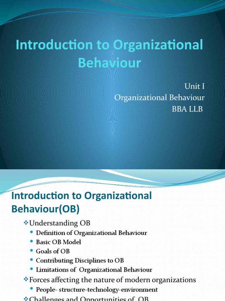 OB1 Introduction To Organizational Behaviour Week3 | PDF ...