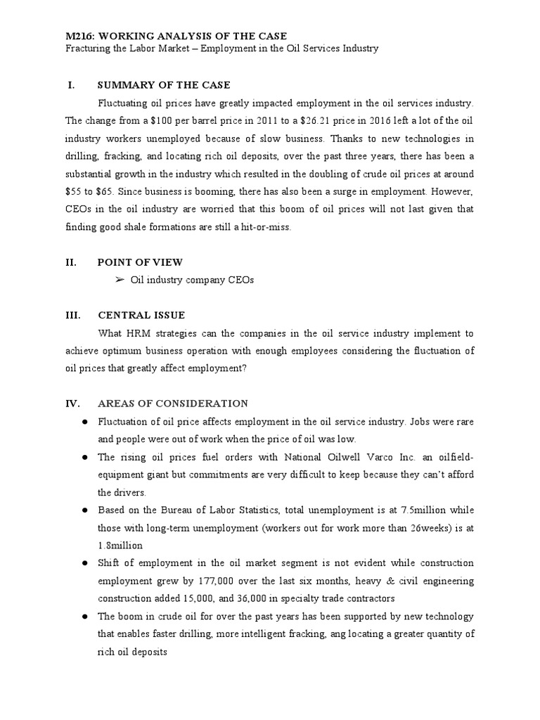 Oil Services Employment Strategies Analysis | PDF | Employment | Petroleum