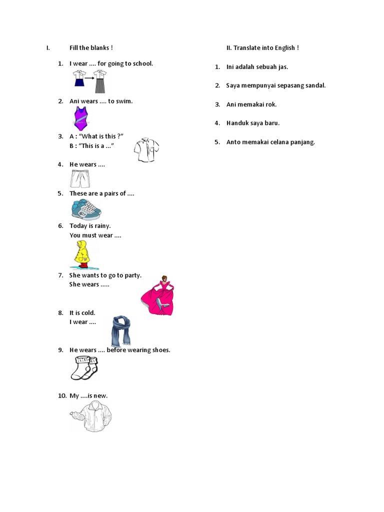 Soal Bhs Inggris Sd Clothes Pdf