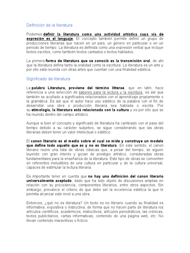 Definición de La Literatura | PDF | Romanticismo