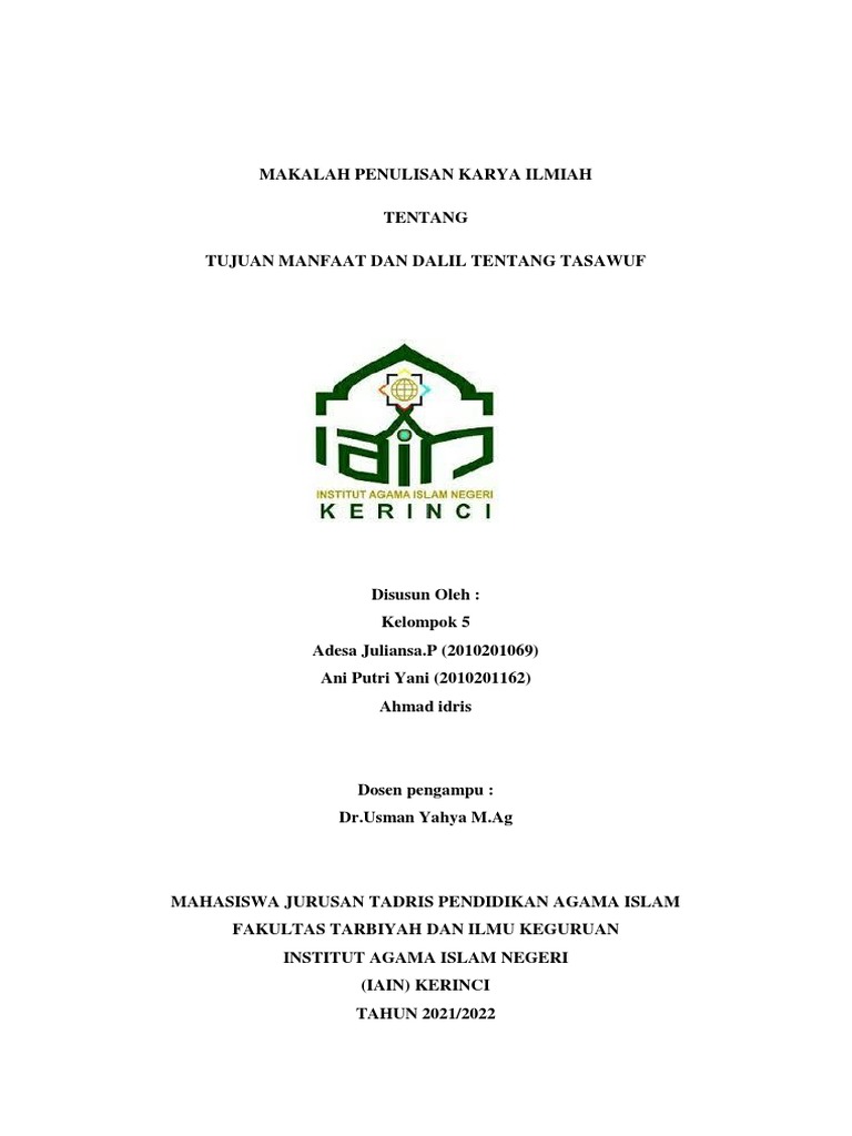 Makalah Tujuan Dalil Tentang Tasawuf Pdf