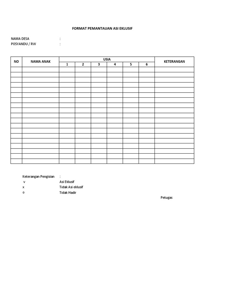 Format Pemantauan ASI Eklusif | PDF