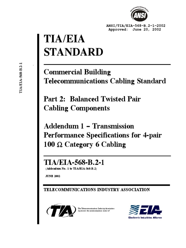 TIA EIA 568 B.2 1final | PDF | Electrical Engineering | Electronics