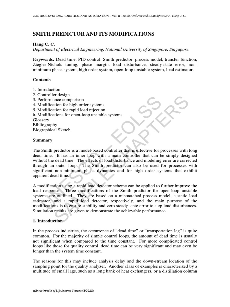 Smith Predictor Best One | PDF | Control Theory | Electrical Engineering