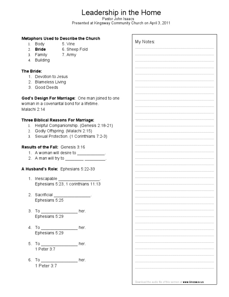 04-03-2011 Leadership in The Home | PDF | Bible Content | Bible