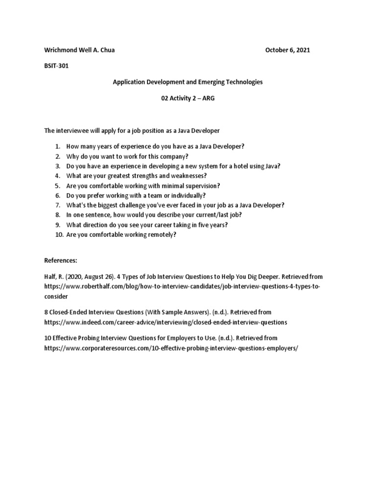Java Developer Interview Questions | PDF
