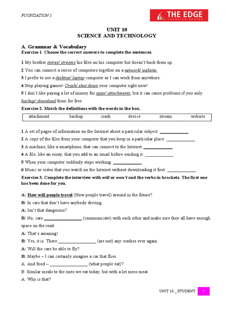 Science and Technology Vocabulary Exercises | PDF | Internet | Smartphone