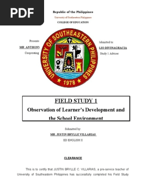 Field Study 1 Portfolio University of So
