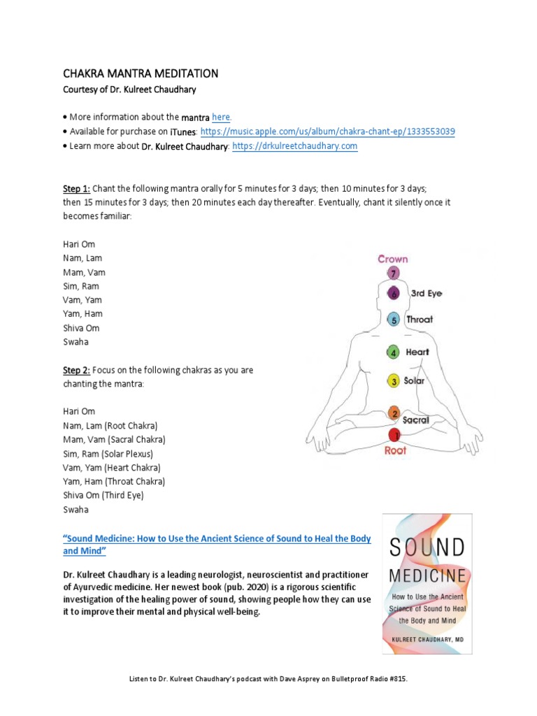 Kulreet Chaudhary Chakra Mantra Meditation | PDF