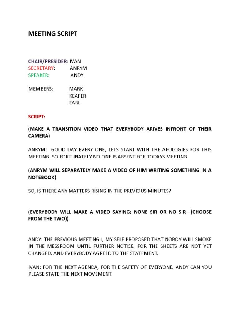 Meeting Script | PDF