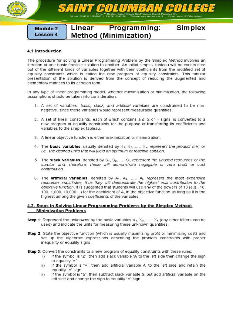 Linear Programming - MINIMIZATION | PDF | Linear Programming ... image.