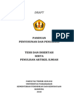 Draft Pedoman Penyusunan Tesis, Disertasi dan Artikel Ilmiah 2018 FTG
