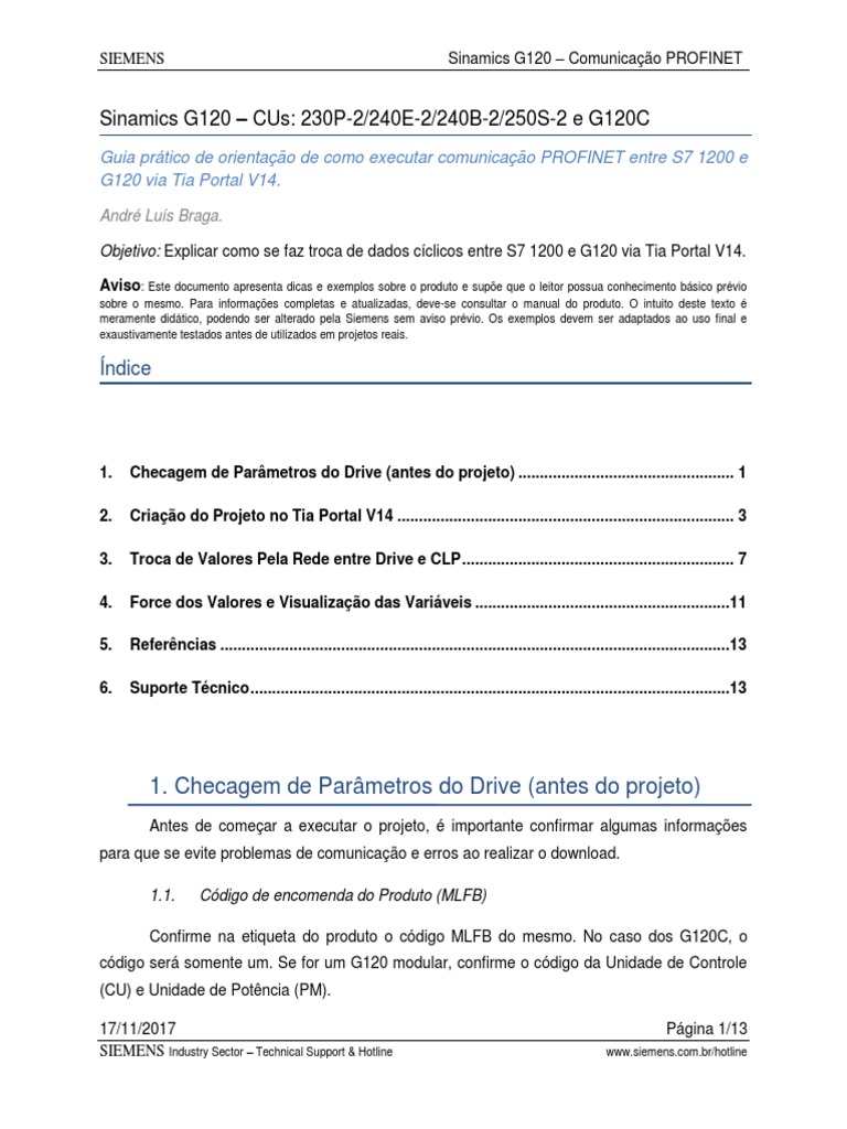 Comunicação PROFINET com G120 e S7-1200 | PDF | Controlador lógico ...