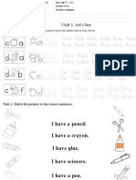 Unit 1: Art Class: Task 1: Circle The Correct Beginning Sounds, Trace The Letters and Words Below