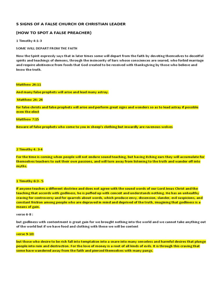Identifying Signs of False Leaders | PDF | Prophet | Religious ...