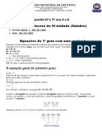 6º e 7º Ano A e B - Equações Do 1º Grau Com Uma Variável